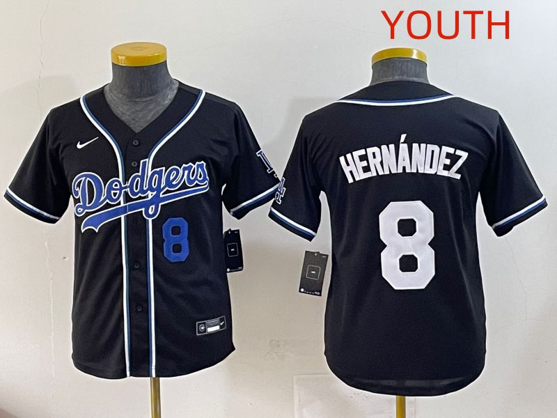 Youth 2025 Los Angeles Dodgers #8 Hernandez Black Three generations Fashion Nike MLB Jersey style 3